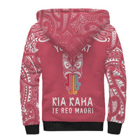 Personalised Kia Kaha Te Reo Maori Sherpa Hoodie Hei Tiki Mix Koru - Pink LT7 - Polynesian Pride