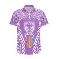 Personalised Kia Kaha Te Reo Maori Hawaiian Shirt Hei Tiki Mix Koru - Purple LT7 Purple - Polynesian Pride