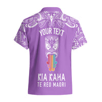 Personalised Kia Kaha Te Reo Maori Hawaiian Shirt Hei Tiki Mix Koru - Purple LT7 - Polynesian Pride