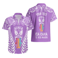 Personalised Kia Kaha Te Reo Maori Hawaiian Shirt Hei Tiki Mix Koru - Purple LT7 - Polynesian Pride