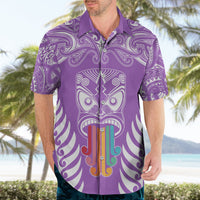 Personalised Kia Kaha Te Reo Maori Hawaiian Shirt Hei Tiki Mix Koru - Purple LT7 - Polynesian Pride