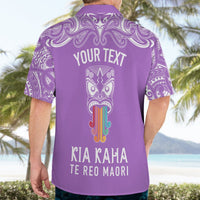 Personalised Kia Kaha Te Reo Maori Hawaiian Shirt Hei Tiki Mix Koru - Purple LT7 - Polynesian Pride