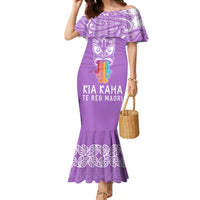 Personalised Kia Kaha Te Reo Maori Mermaid Dress Hei Tiki Mix Koru - Purple LT7 Women Purple - Polynesian Pride