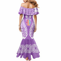 Personalised Kia Kaha Te Reo Maori Mermaid Dress Hei Tiki Mix Koru - Purple LT7 - Polynesian Pride