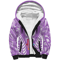 Personalised Kia Kaha Te Reo Maori Sherpa Hoodie Hei Tiki Mix Koru - Purple LT7 Unisex Purple - Polynesian Pride