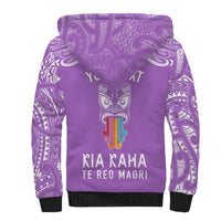 Personalised Kia Kaha Te Reo Maori Sherpa Hoodie Hei Tiki Mix Koru - Purple LT7 - Polynesian Pride