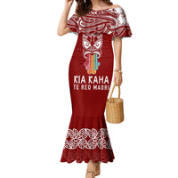 Personalised Kia Kaha Te Reo Maori Mermaid Dress Hei Tiki Mix Koru - Red LT7 Women Red - Polynesian Pride