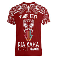 personalised-kia-kaha-te-reo-maori-women-v-neck-t-shirt-hei-tiki-mix-koru-red