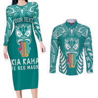 personalised-kia-kaha-te-reo-maori-couples-matching-long-sleeve-bodycon-dress-and-long-sleeve-button-shirts-hei-tiki-mix-koru-teal