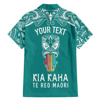 Personalised Kia Kaha Te Reo Maori Family Matching Puletasi Dress and Hawaiian Shirt Hei Tiki Mix Koru - Teal LT7 - Polynesian Pride