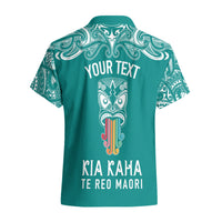 Personalised Kia Kaha Te Reo Maori Hawaiian Shirt Hei Tiki Mix Koru - Teal LT7 - Polynesian Pride