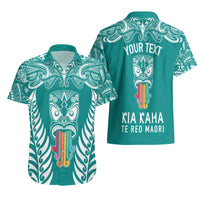 Personalised Kia Kaha Te Reo Maori Hawaiian Shirt Hei Tiki Mix Koru - Teal LT7 - Polynesian Pride