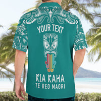 Personalised Kia Kaha Te Reo Maori Hawaiian Shirt Hei Tiki Mix Koru - Teal LT7 - Polynesian Pride