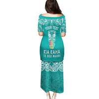 Personalised Kia Kaha Te Reo Maori Puletasi Hei Tiki Mix Koru - Teal LT7 - Polynesian Pride