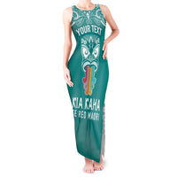 Personalised Kia Kaha Te Reo Maori Tank Maxi Dress Hei Tiki Mix Koru - Teal LT7 Women Teal - Polynesian Pride