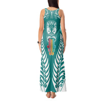 Personalised Kia Kaha Te Reo Maori Tank Maxi Dress Hei Tiki Mix Koru - Teal LT7 - Polynesian Pride