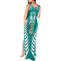 Personalised Kia Kaha Te Reo Maori Tank Maxi Dress Hei Tiki Mix Koru - Teal LT7 - Polynesian Pride