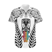 Personalised Kia Kaha Te Reo Maori Hawaiian Shirt Hei Tiki Mix Koru - White LT7 White - Polynesian Pride