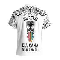 Personalised Kia Kaha Te Reo Maori Hawaiian Shirt Hei Tiki Mix Koru - White LT7 - Polynesian Pride