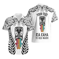 Personalised Kia Kaha Te Reo Maori Hawaiian Shirt Hei Tiki Mix Koru - White LT7 - Polynesian Pride