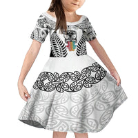 Personalised Kia Kaha Te Reo Maori Kid Short Sleeve Dress Hei Tiki Mix Koru - White LT7 KID White - Polynesian Pride