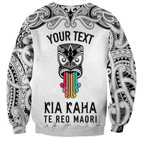 Personalised Kia Kaha Te Reo Maori Sweatshirt Hei Tiki Mix Koru - White LT7 - Polynesian Pride