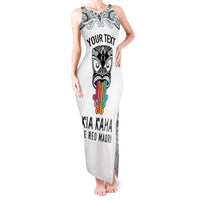 Personalised Kia Kaha Te Reo Maori Tank Maxi Dress Hei Tiki Mix Koru - White LT7 Women White - Polynesian Pride