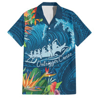 Outrigger Canoe Blue Family Matching Summer Maxi Dress and Hawaiian Shirt On The Waves LT7 Dad's Shirt - Short Sleeve Blue - Polynesian Pride