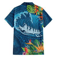 Outrigger Canoe Blue Family Matching Summer Maxi Dress and Hawaiian Shirt On The Waves LT7 - Polynesian Pride