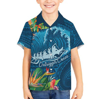 Outrigger Canoe Blue Family Matching Tank Maxi Dress and Hawaiian Shirt On The Waves LT7 Son's Shirt Blue - Polynesian Pride
