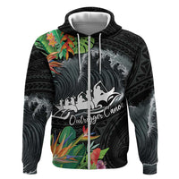 Outrigger Canoe Black Hoodie On The Waves