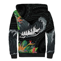 Outrigger Canoe Black Sherpa Hoodie On The Waves