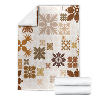 Vintage Hawaii Blanket Hawaiian Quilt Kapa Mismatch Beige LT7 - Polynesian Pride