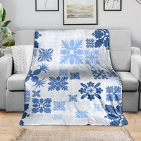 Vintage Hawaii Blanket Hawaiian Quilt Kapa Mismatch Blue LT7 - Polynesian Pride