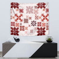 Vintage Hawaii Tapestry Hawaiian Quilt Kapa Mismatch Red LT7 - Polynesian Pride