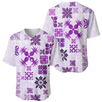 Vintage Hawaii Baseball Jersey Hawaiian Quilt Kapa Mismatch Purple LT7 - Polynesian Pride