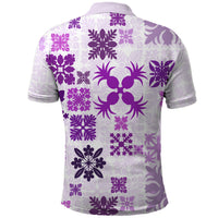 Vintage Hawaii Polo Shirt Hawaiian Quilt Kapa Mismatch Purple LT7 - Polynesian Pride
