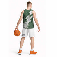 Ia Orana Tahiti Tiare Basketball Jersey Sage Green Lei - Polynesian Pride