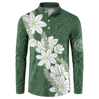 Ia Orana Tahiti Tiare Button Sweatshirt Sage Green Lei - Polynesian Pride