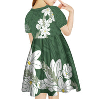 Ia Orana Tahiti Tiare Kid Short Sleeve Dress Sage Green Lei - Polynesian Pride