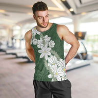 Ia Orana Tahiti Tiare Men Tank Top Sage Green Lei - Polynesian Pride