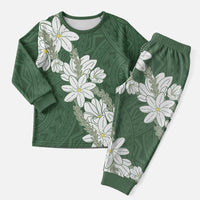 Ia Orana Tahiti Tiare Christmas Pajama Set Sage Green Lei - Polynesian Pride