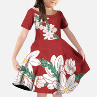 Ia Orana Tahiti Tiare Family Matching Puletasi and Hawaiian Shirt Crimson Lei - Polynesian Pride