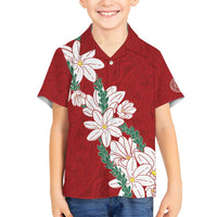 Ia Orana Tahiti Tiare Family Matching Summer Maxi Dress and Hawaiian Shirt Crimson Lei - Polynesian Pride