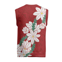 Ia Orana Tahiti Tiare Christmas Knitted V-Neck Vest Crimson Lei - Polynesian Pride