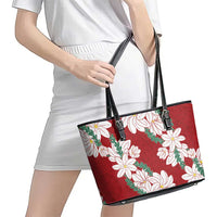 Ia Orana Tahiti Tiare Leather Tote Bag Crimson Lei - Polynesian Pride