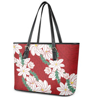 Ia Orana Tahiti Tiare Leather Tote Bag Crimson Lei - Polynesian Pride