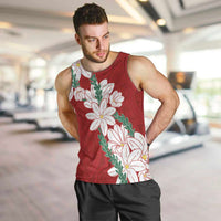 Ia Orana Tahiti Tiare Men Tank Top Crimson Lei - Polynesian Pride