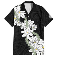 Ia Orana Tahiti Tiare Family Matching Long Sleeve Bodycon Dress and Hawaiian Shirt Black Lei - Polynesian Pride