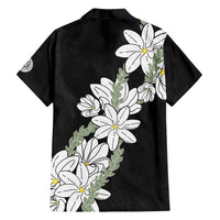Ia Orana Tahiti Tiare Family Matching Long Sleeve Bodycon Dress and Hawaiian Shirt Black Lei - Polynesian Pride